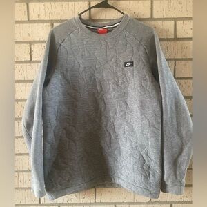 Womens NIKE Sportswear Heather Gray Quilted Long Sleeve Sweater SIze Medium